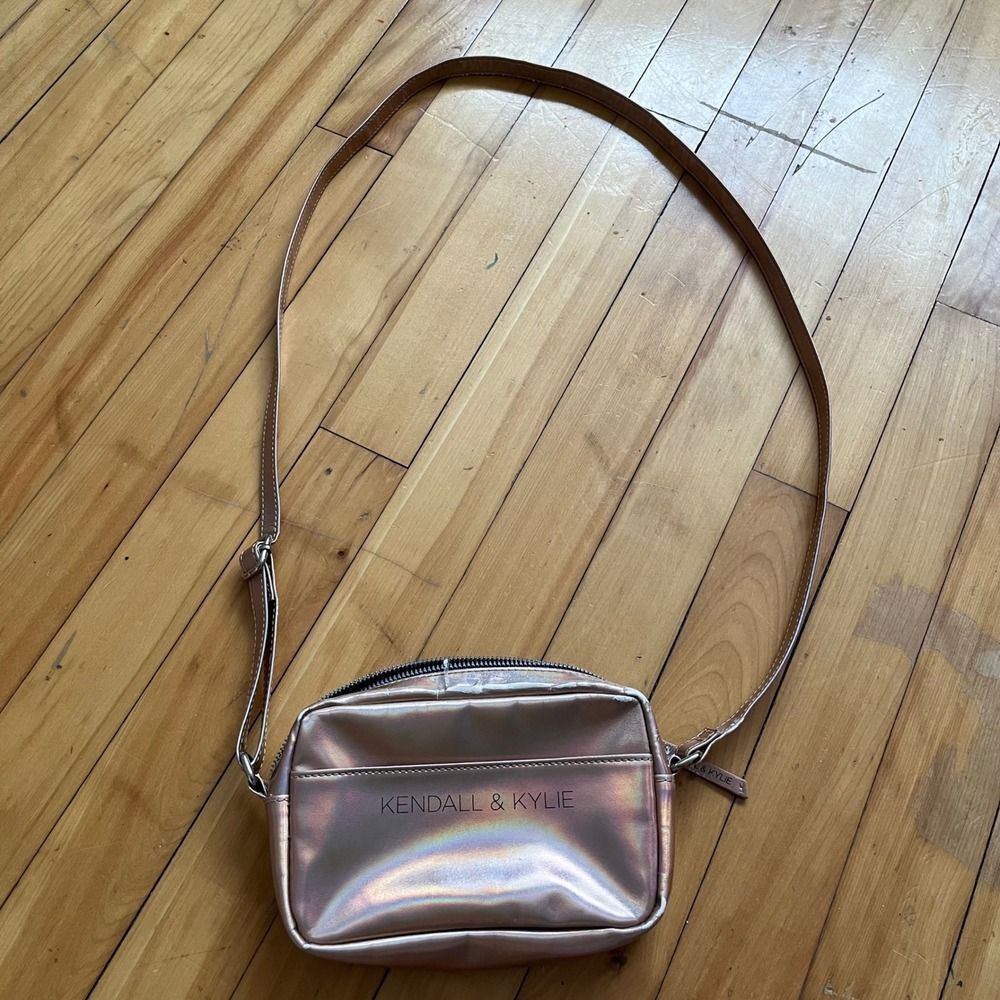 Kendall Kylie Rose Gold Holographic Crossbody Bag Small Metallic Shoulder Bag